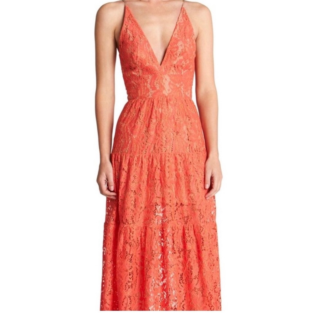 Dress the population lace maxi dress